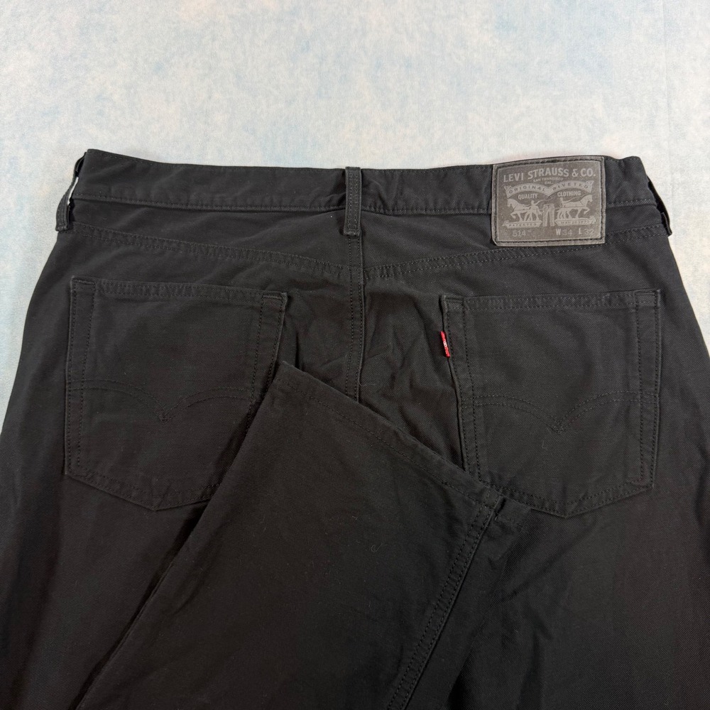 Levi's 514 Straight Fit Pants Mens 34x32 Black Stretch Twill 00514 Excellent